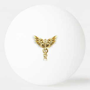 Gold Polygonal Symbol Caduceus Ping Pong Ball