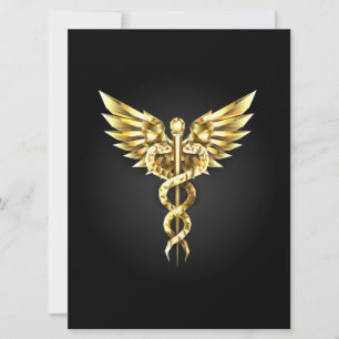 Gold Polygonal Symbol Caduceus Save The Date