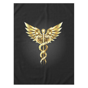 Gold Polygonal Symbol Caduceus Tablecloth