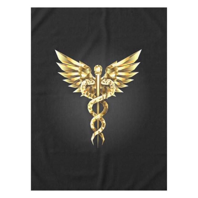 Gold Polygonal Symbol Caduceus Tablecloth (Front)