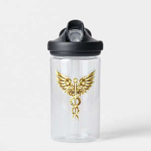 Gold Polygonal Symbol Caduceus Water Bottle