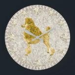 Gold Poodle Yellow Diamond Hour Minute Hand Large Clock<br><div class="desc">Poodle collection by Leonbience. Have questions or need help locating a product to match a set? Message me leonbience@rogers.com</div>