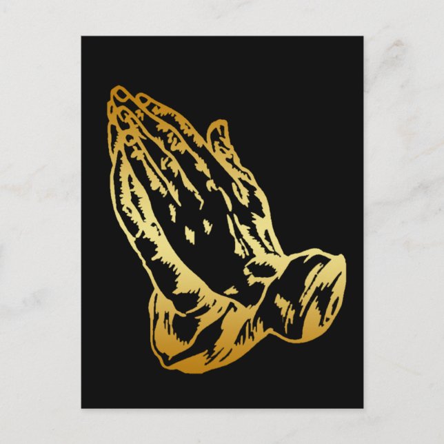 GOLD PRAYING HANDS POSTCARD (Front)
