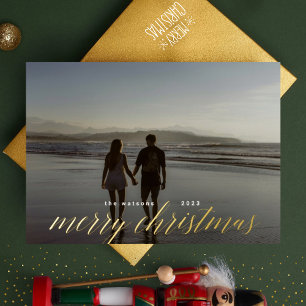 Gold Pressed Calligraphy Merry Christmas Photo