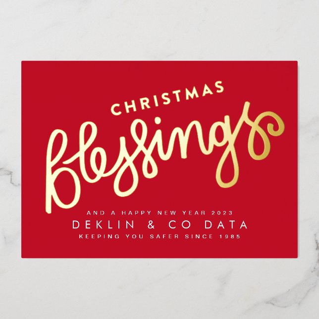 Gold Pressed Christmas Blessing Corporate Red (Front)