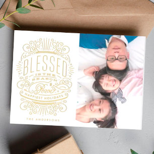 Gold Pressed Christmas Greeting Photo