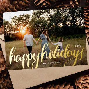 Gold Pressed Handwritten Happy Holidays