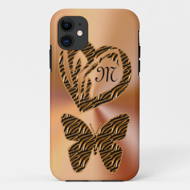 Gold Pretty Butterflies and Heart iPhone 5S Case (Back)