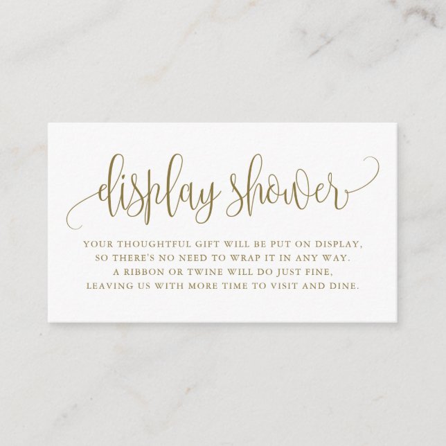 Gold Pretty Script Display Shower Enclosure Card (Front)