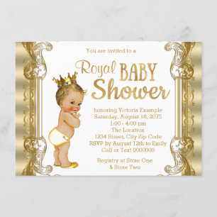 Gold Prince Baby Shower Invitation