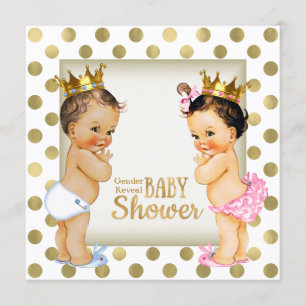Gold Prince or Princess Gender Reveal Baby Shower Invitation