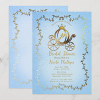Gold Princess Carriage Blue Storybook Bridal 