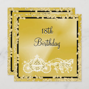Gold Princess Coach & Horses 18th Birthday Invitation