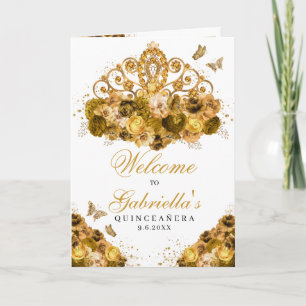 Gold Princess Tiara Quinceanera Program Invitation