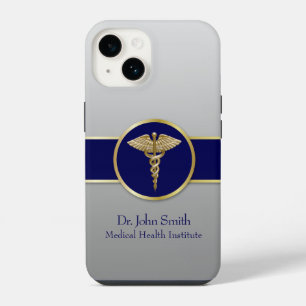 Gold Professional Caduceus Medical Blue iPhone 14 Case