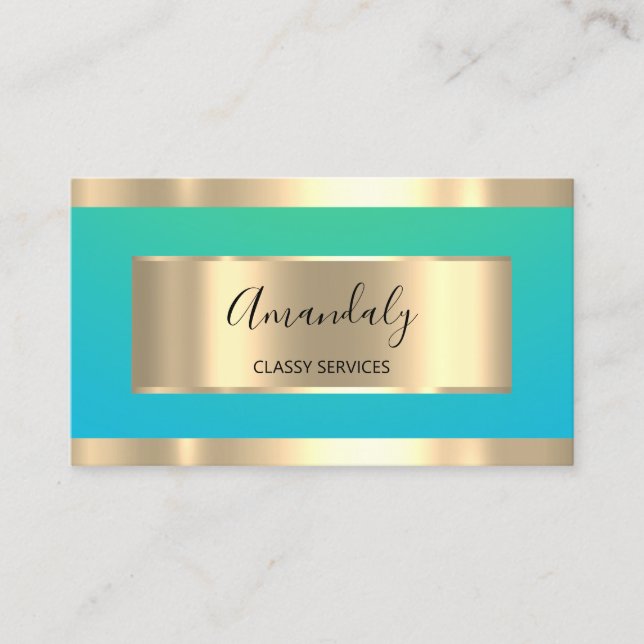 Gold Professional Consulting Dusty Blue Modern Business Card (Front)