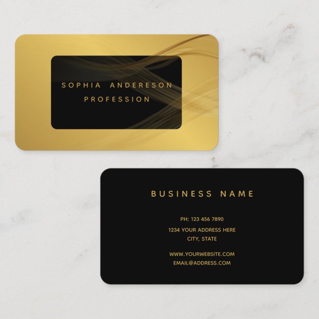 Gold | Professional Elegant Modern Golden Business Card (Front/Back)