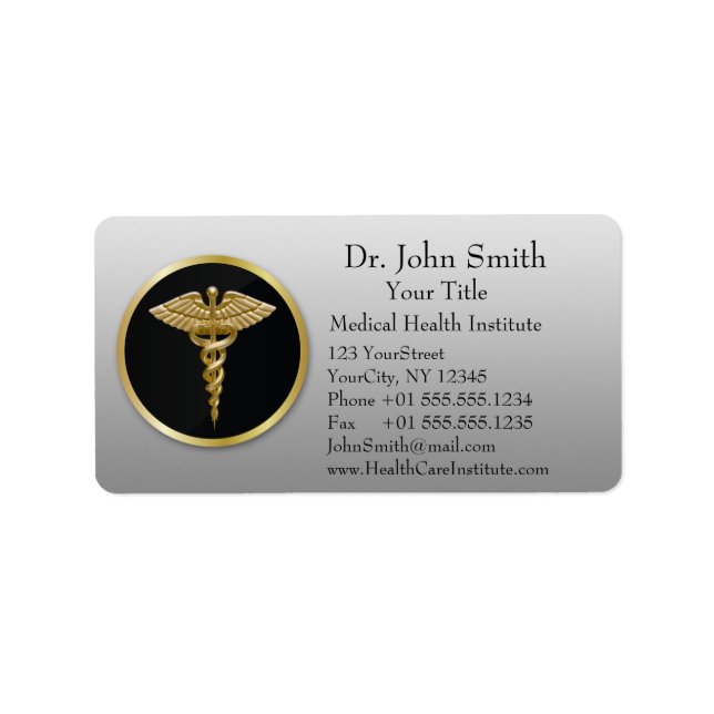 Gold Professional Medical Caduceus - Address Label (Front)