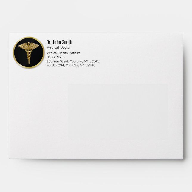 Gold Professional Medical Caduceus Envelope (Front)