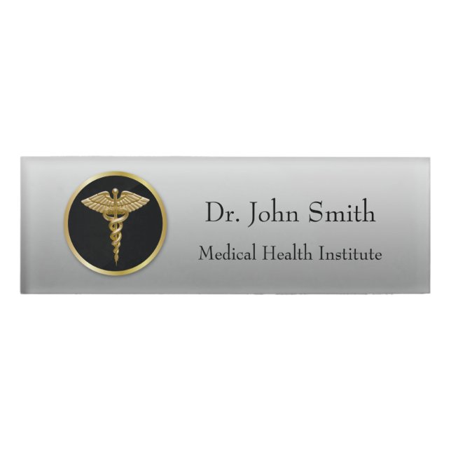 Gold Professional Medical Caduceus - Name Tag (Front)