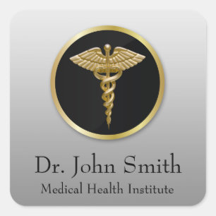 Gold Professional Medical Caduceus - Sticker