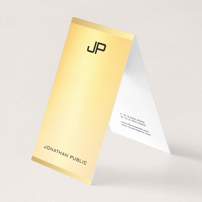 Gold Professional Modern Monogram Elegant Simple Business Card (Front)