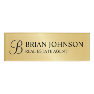 Gold Professional Personalised Monogram and Name Tag