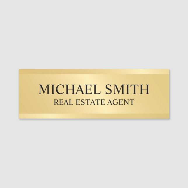 Gold Professional Personalised  Name Tag (Front)