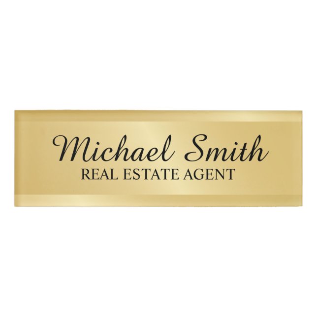 Gold Professional Personalised Name Tag (Front)