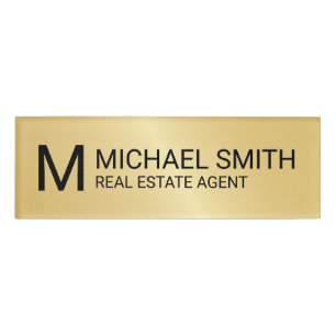 Gold Professional Personalized Monogram and Name Tag