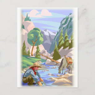 Gold Prospector Colourful Print Postcard