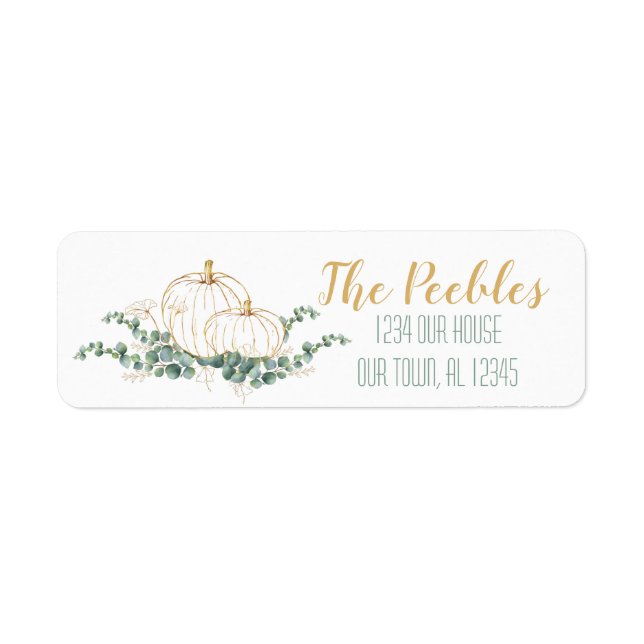Gold Pumpkin Baby Shower - Custom Address (Front)