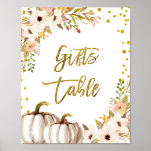 Gold pumpkin Gifts Table Sign