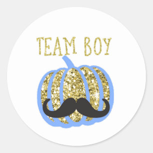 Gold pumpkin TEAM BOY Gender Reveal Game Labels