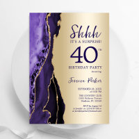 Gold Purple Agate Surprise 40th Birthday