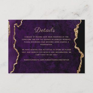 Gold Purple Agate Wedding Details Enclosure Card