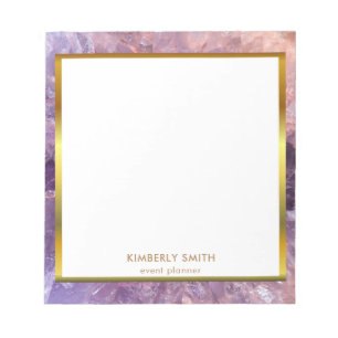 Gold purple amethyst gemstone mineral personalised notepad