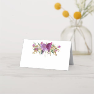 Gold Purple Amethyst Wildflowers Place Cards