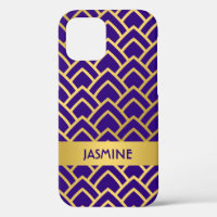 Gold Purple Art Deco Geometric Pattern Personalise