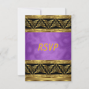 Gold Purple Birthday celebration  Invitation RSVP