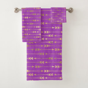 Gold & Purple Bohemian Unicorn Pattern Bath Towel Set