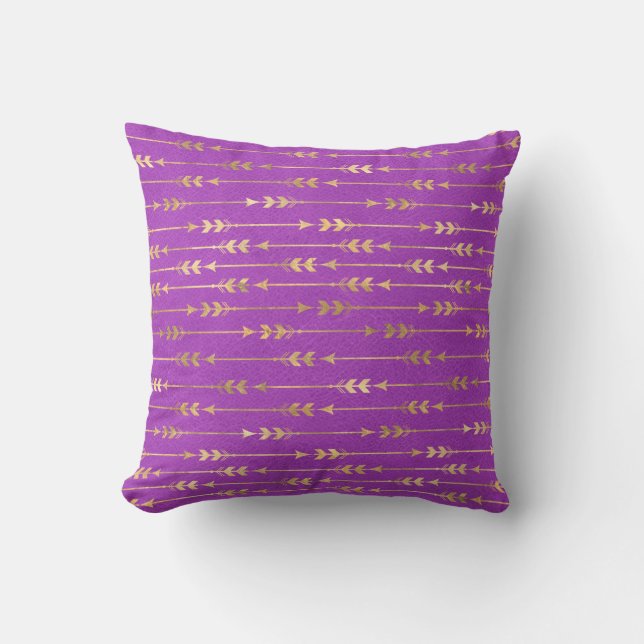 Gold & Purple Bohemian Unicorn Pattern Cushion (Front)