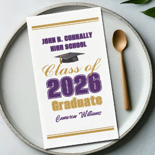 Gold Purple Class of 2026 Graduation Party Napkin