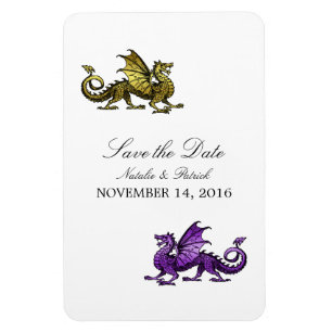 Gold Purple Dragon Save the Date Magnet