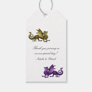Gold Purple Dragon Wedding Gift Tags