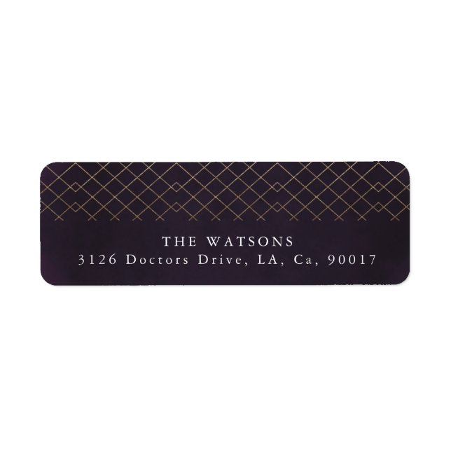 Gold Purple Elegance Diamond Geo Deco Wedding (Front)