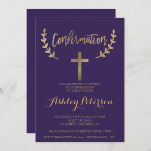 Gold purple elegant typography confirmation invitation
