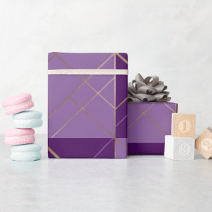 Gold purple Geometric pattern Wrapping Paper
