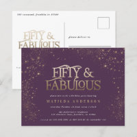 Gold purple glitter 50 and fabulous birthday party