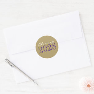 Gold & Purple Graduation Envelope Seal Stickers